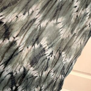 Eileen Fisher Silk Shibori Tie Dye Scarf Japanese Green